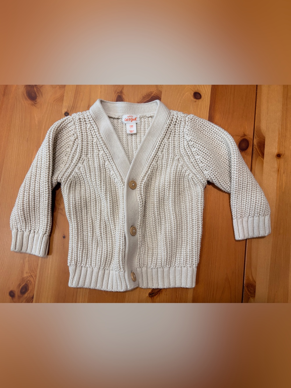 Cat & Jack Cardigan Cream Knit Button Front Cardigan